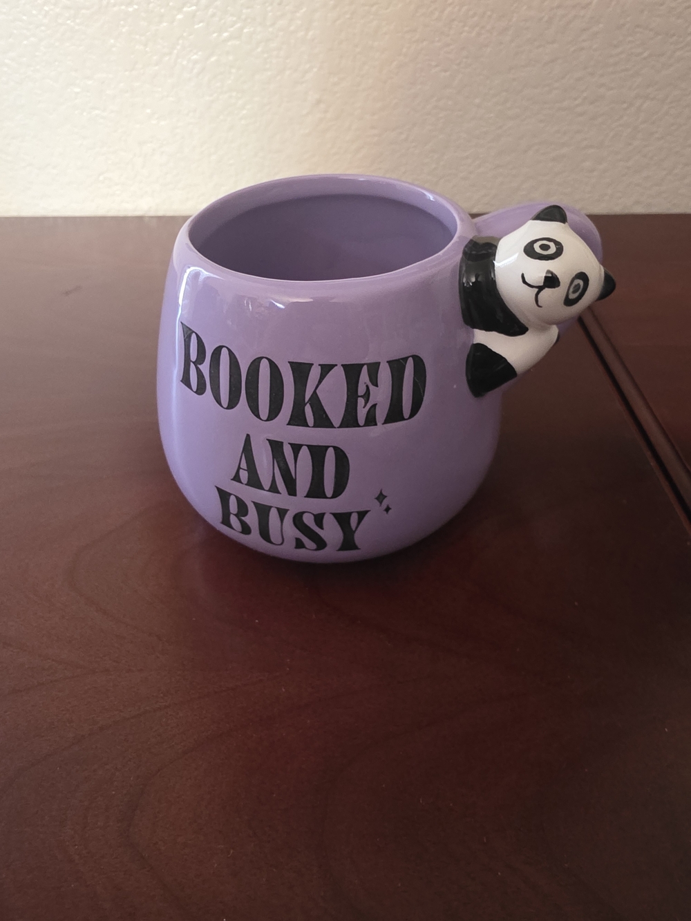 Purple 'Booked and Busy' Ceramic Mug with Panda